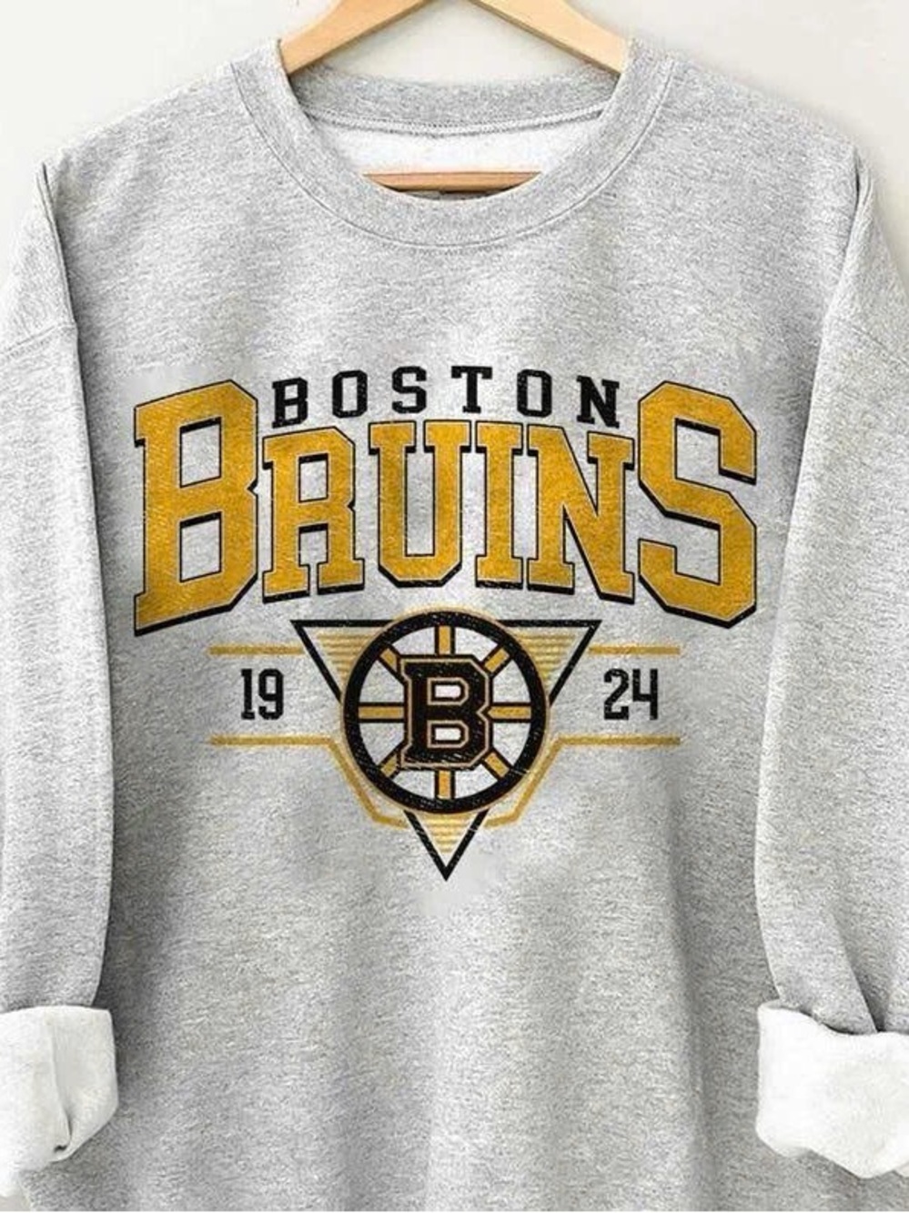 Boston Bruins Youth Heather Gray Crewneck Sweatshirt